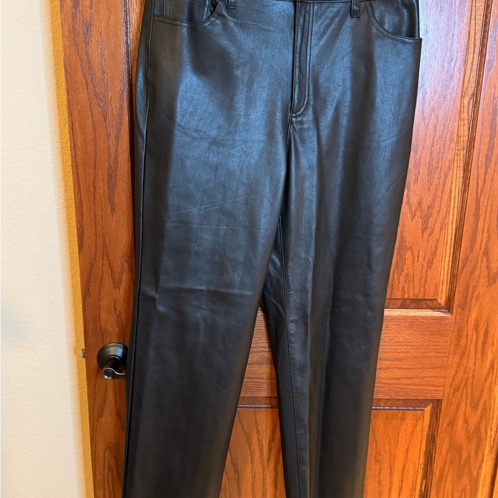 INC International Concepts Black Faux Leather Trousers